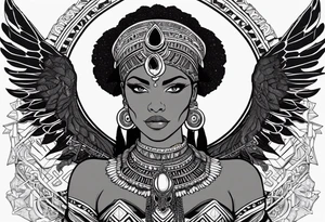 valkrye, kali, pirate, african goddess, , warrior, native american, lotus, zenza resonance, skulls, pachamama, left side face, chest, wing, tattoo idea