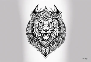 Valhalla sword shield dragon axe Valknut  tribal lion tattoo idea