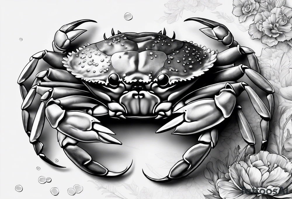 Crabs en blanco en negro con numero 69 tattoo idea