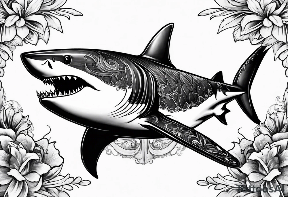 shark with a gun tattoo idea