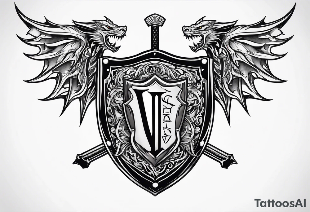 Valhalla shield  dragon sword tattoo idea