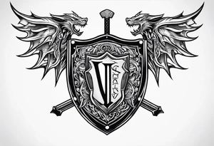 Valhalla shield  dragon sword tattoo idea
