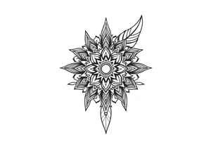 spiritual bold line feather indian mandala shaman tattoo idea