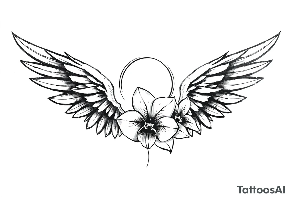Wings with infinity loop inside and an orchid tattoo idea Wings with infinity loop inside and an orchid tattoo idea