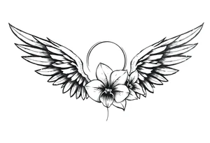 Wings with infinity loop inside and an orchid tattoo idea