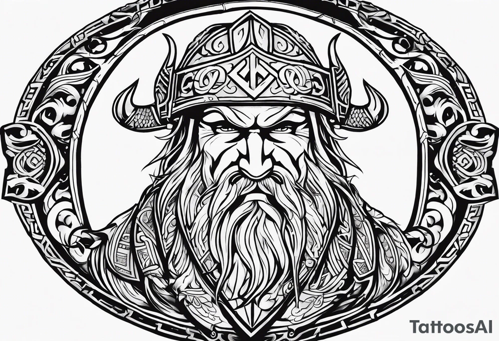 Valhalla viking gods shield hatchet tattoo idea