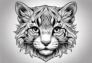 Young wildCat cub blank background tattoo idea