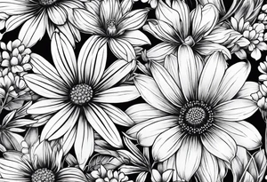 Wildflowers, smaller, vertical , half sleeve tattoo idea