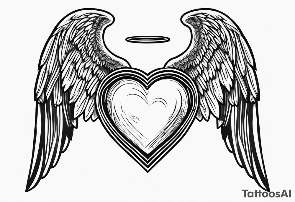Y2K angel heart with wings tattoo idea