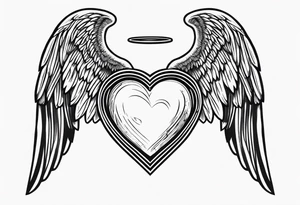 Y2K angel heart with wings tattoo idea
