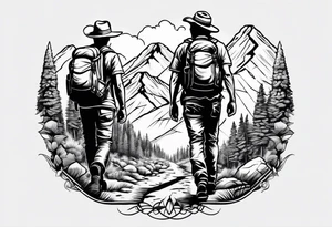 2 hikers in the southwest usa on the forearm tattoo idea