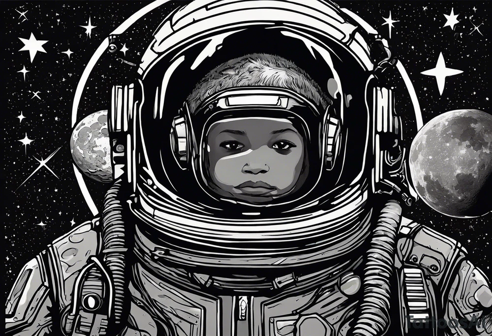 I want a tattoo with the idea and imagery about overcoming depression. I am particularly attached to the the idea of Kid Cudi’s man on the moon and man on the moon type imagery. I would like the general theme to be space related. I like the image of star lord and yondu from guardians of the galaxy when they are floating into space and yondu says I wasn’t your father but I am your daddy. General sci fi and space themes are welcome. Overall, I want a sense of overcoming difficulties. tattoo idea