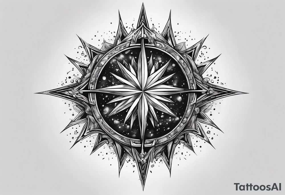 A supernova explosion represented in medieval art style tattoo idea A supernova explosion represented in medieval art style tattoo idea