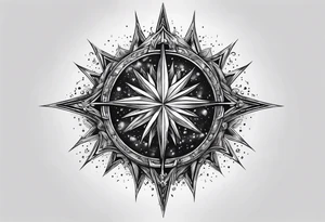A supernova explosion represented in medieval art style tattoo idea