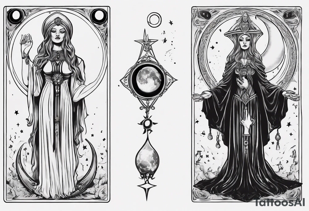 The High Priestess and the moon. TArot. tattoo idea