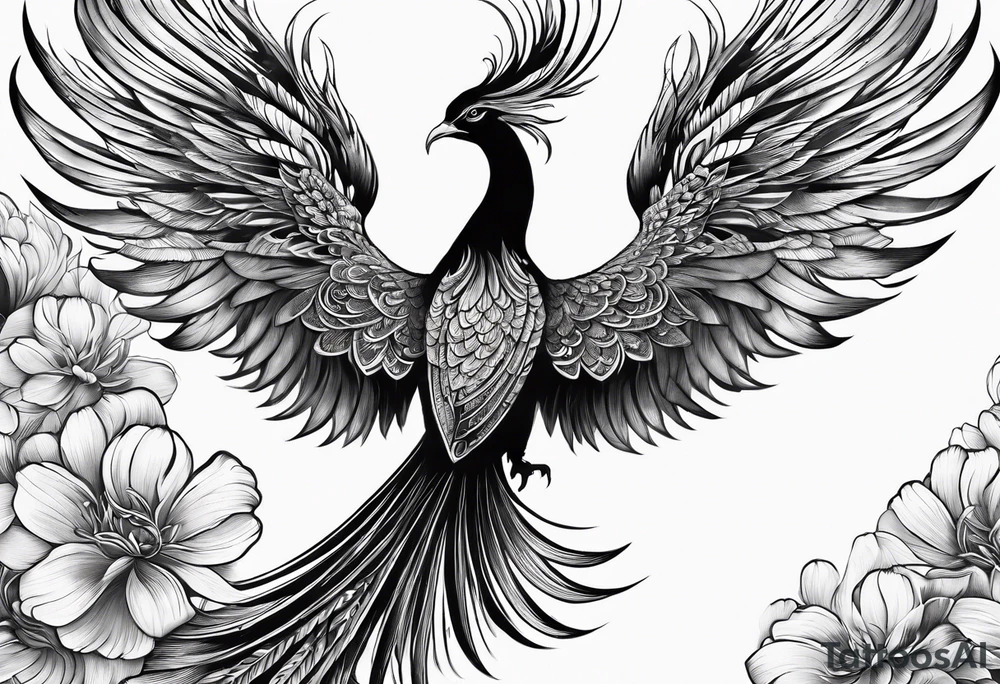 Asian phoenix with a long neck tattoo idea