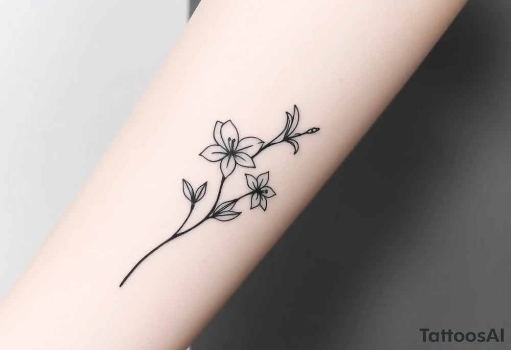 Fine line black and white tattoo of snap dragon flowers tattoo idea