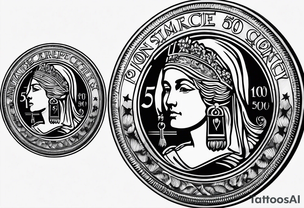 50 cent currency coin tattoo idea