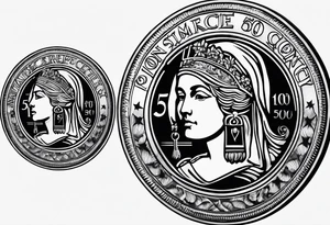 50 cent currency coin tattoo idea