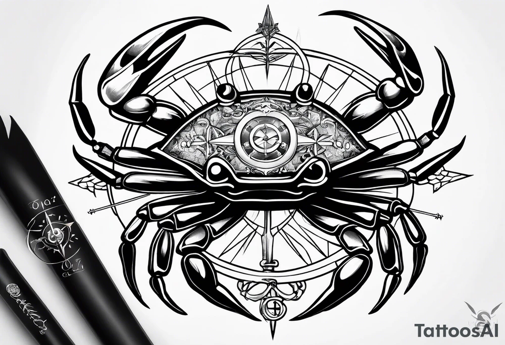 Crab Compass Arrow tattoo idea