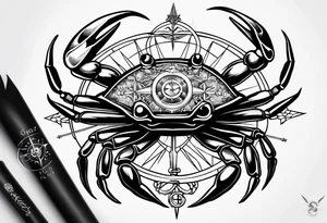 Crab Compass Arrow tattoo idea