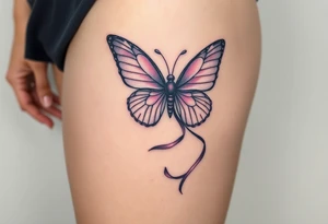 ethereal butterfly with flowing silk ribbons in moonlight tattoo idea