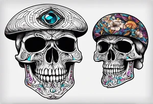 Third eye mushroom skull tattoo idea