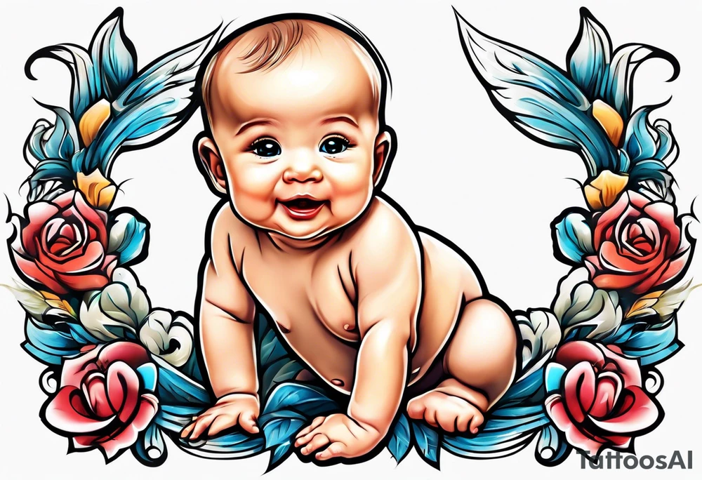 Cute baby boy tattoo idea