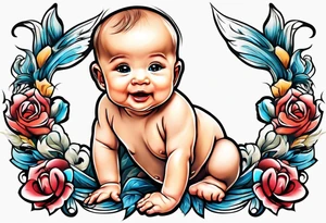 Cute baby boy tattoo idea
