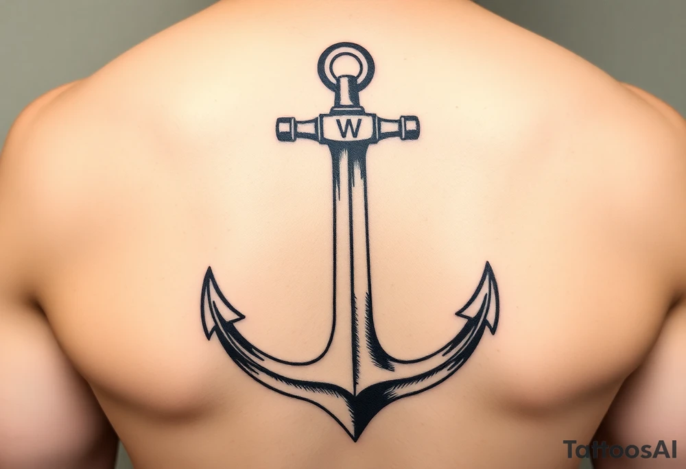 Anchor with the letter w tattoo idea
