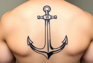 Anchor with the letter w tattoo idea