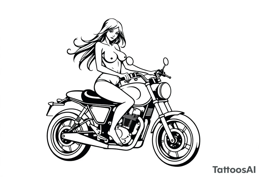 naked girl on motorcycle, slut, angry tattoo idea