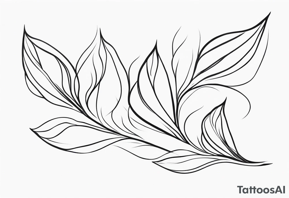 Create a delicate tattoo with beautiful flowing and delicate leaves in fineline minimalistic style tattoo idea