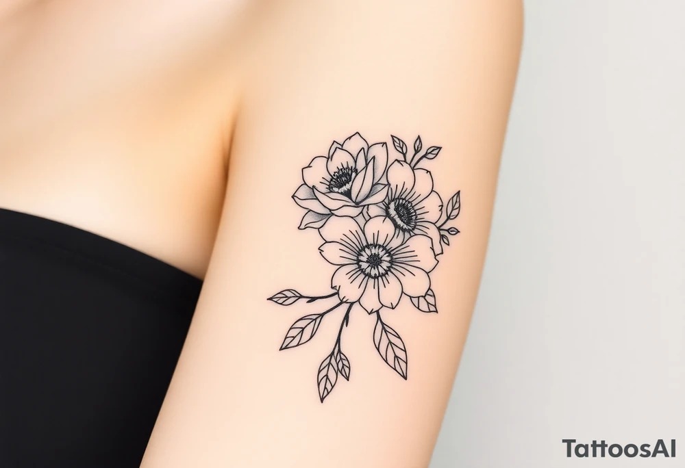 Rose and Chrysanthemum bouquet tattoo tattoo idea