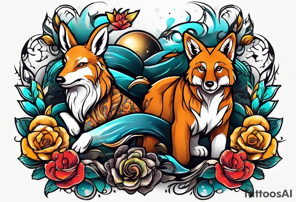 Two brothers animals tattoo idea