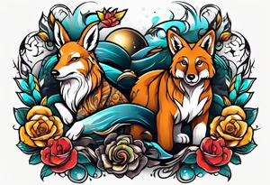 Two brothers animals tattoo idea