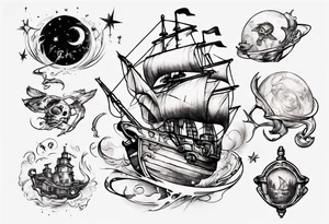Create a tattoo blending the musical Hamiton and the movie Treasure Planet tattoo idea