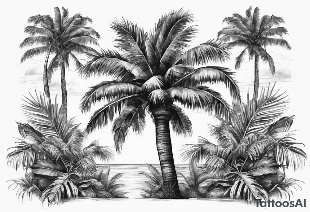 tree palm but instead of leaves there are many palms (part of hand) tattoo idea