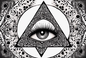Triquetra tattoo with an eye dripping blood in the center of the pattern. tattoo idea