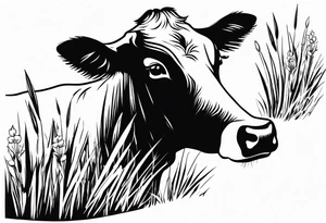 COW EATING GRASS tattoo idea