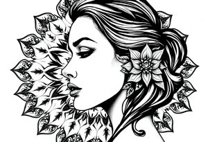 Powerful side profile woman’s face with mandala background tattoo idea