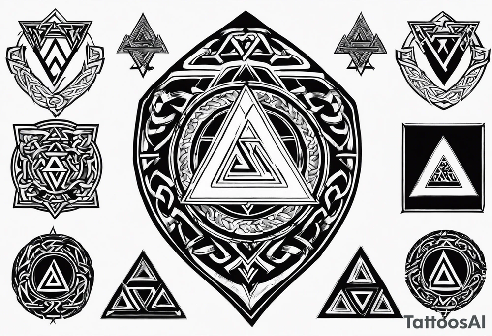 Valhalla shield sword valknut fire chains valknut tattoo idea Valhalla shield sword valknut fire chains valknut tattoo idea