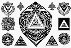 Valhalla shield sword valknut fire chains valknut tattoo idea