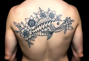 Tiki, Blumen, Wellen, Tintenfisch kein Fisch, Schildkröte, #299 (Klein), schwarz, old school, Oberarm tattoo idea