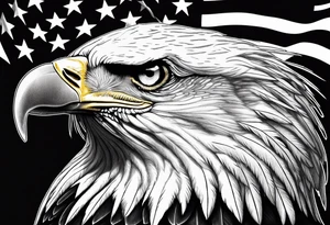 Bald eagle head and American flag tattoo idea