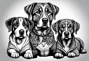 Dog with three heads tattoo idea