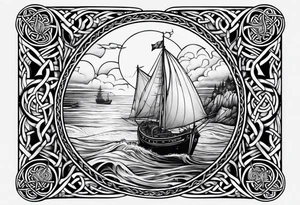 Celtic nautical scene, forearm, half sleeve tattoo idea