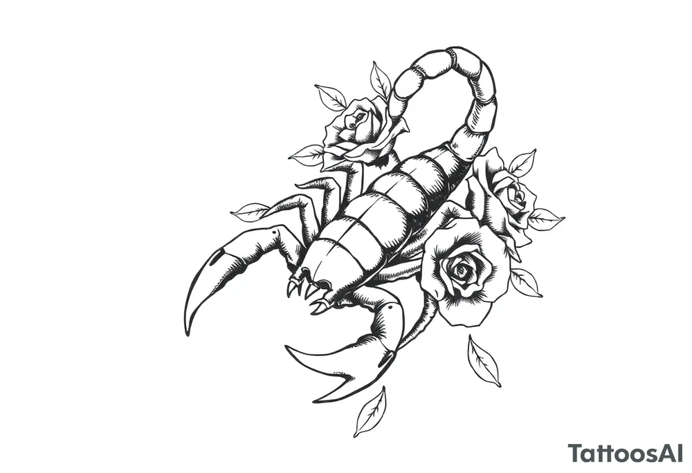 Scorpion with roses tattoo idea