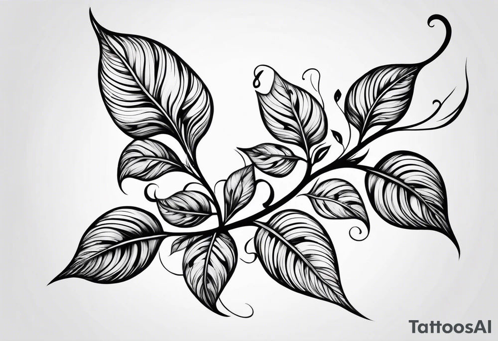 Curved leaves tattoo idea