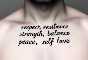 Respect resilience strength balance peace self love tattoo idea